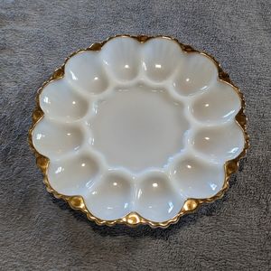 Vintage egg plate with gold trim